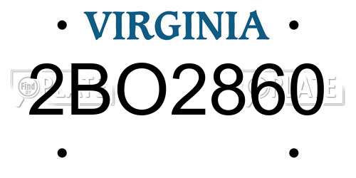 2BO2860 Virginia License Plate