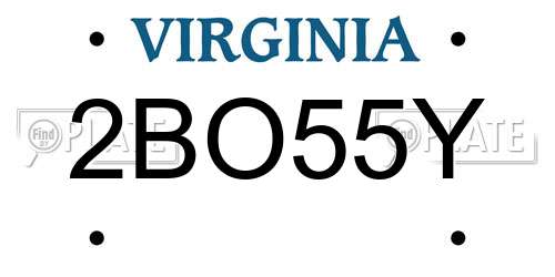 2BO55Y Virginia License Plate