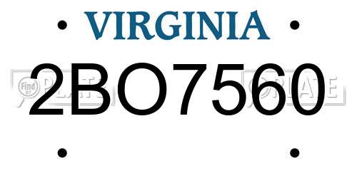 2BO7560 Virginia License Plate