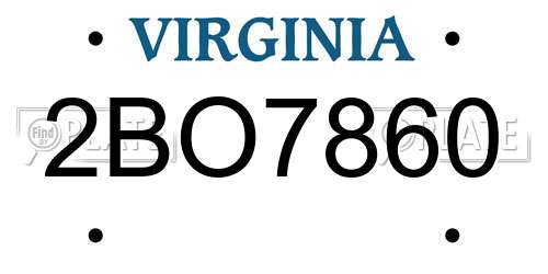 2BO7860 Virginia License Plate