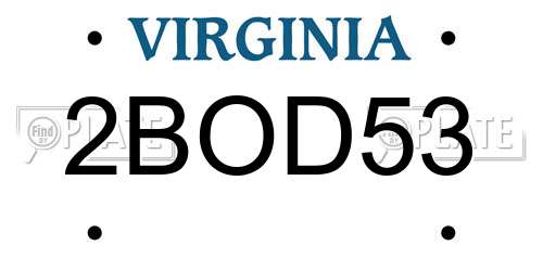 2BOD53 Virginia License Plate