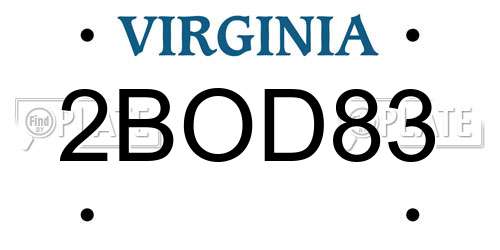 2BOD83 Virginia License Plate