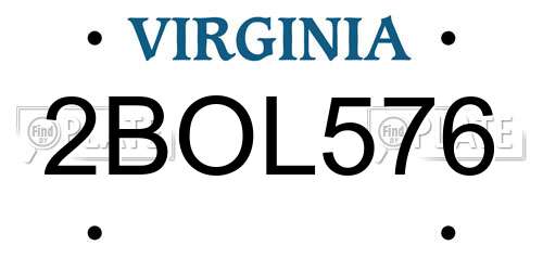 2BOL576 Virginia License Plate