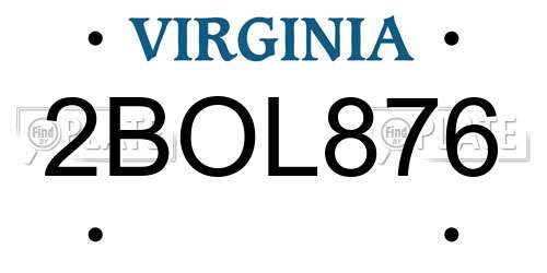 2BOL876 Virginia License Plate