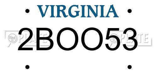 2BOO53 Virginia License Plate