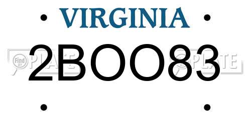 2BOO83 Virginia License Plate
