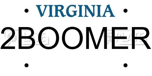 2BOOMER Virginia License Plate