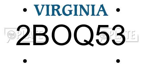 2BOQ53 Virginia License Plate