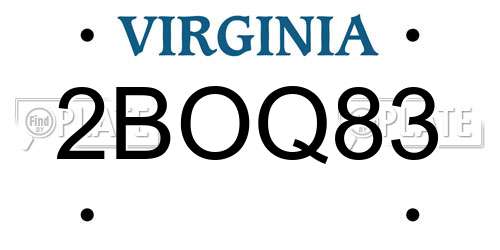 2BOQ83 Virginia License Plate