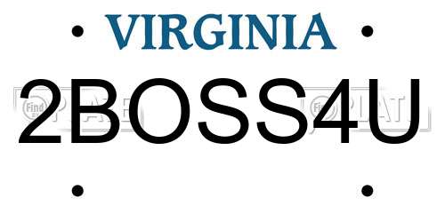 2BOSS4U Virginia License Plate