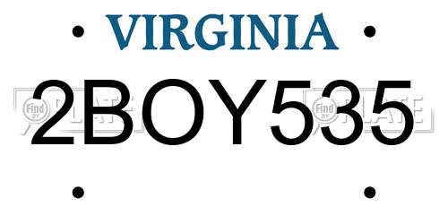 2BOY535 Virginia License Plate