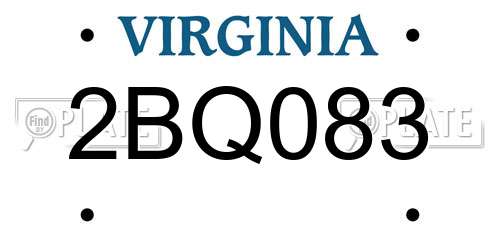 2BQ083 Virginia License Plate