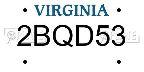 2BQD53 Virginia License Plate