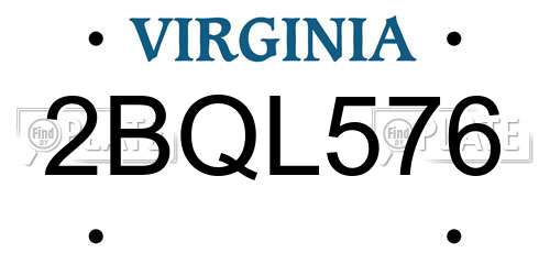 2BQL576 Virginia License Plate
