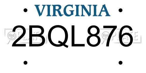 2BQL876 Virginia License Plate