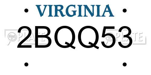 2BQQ53 Virginia License Plate