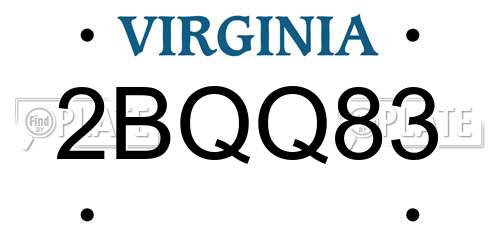 2BQQ83 Virginia License Plate