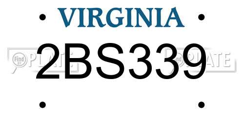 2BS339 Virginia License Plate