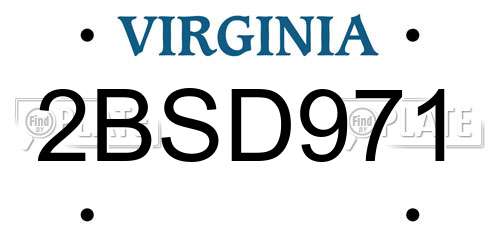 2BSD971 Virginia License Plate