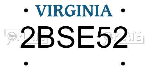2BSE52 Virginia License Plate