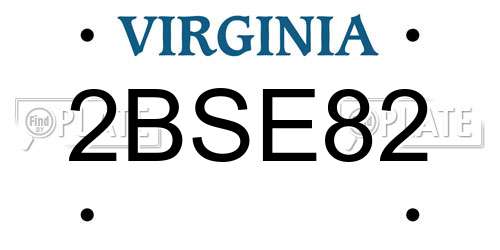 2BSE82 Virginia License Plate