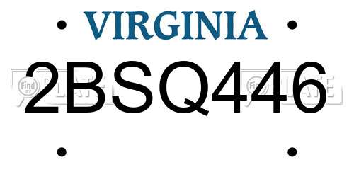 2BSQ446 Virginia License Plate