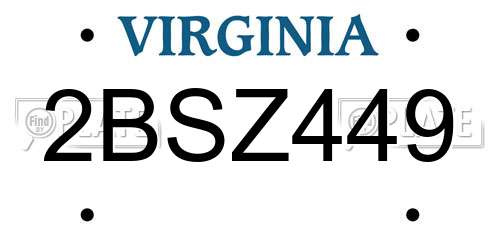 2BSZ449 Virginia License Plate