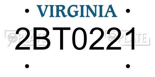 2BT0221 Virginia License Plate