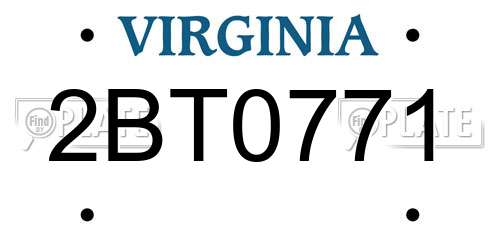 2BT0771 Virginia License Plate