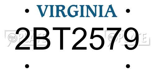 2BT2579 Virginia License Plate
