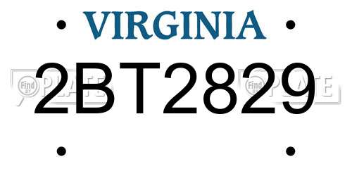 2BT2829 Virginia License Plate