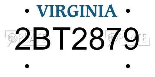 2BT2879 Virginia License Plate