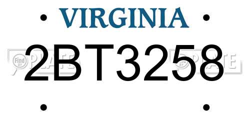 2BT3258 Virginia License Plate