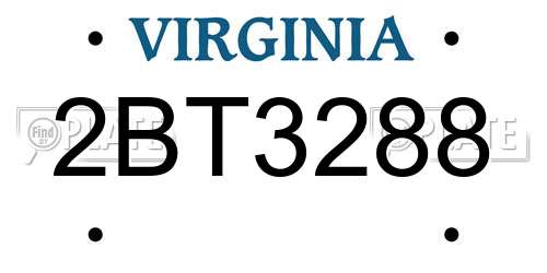 2BT3288 Virginia License Plate