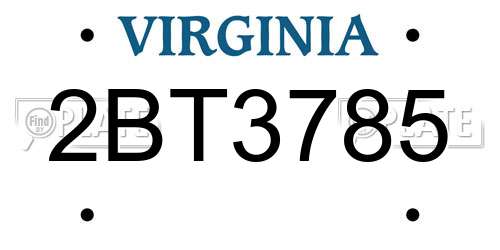 2BT3785 Virginia License Plate