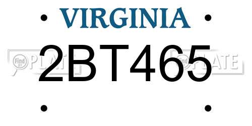 2BT465 Virginia License Plate