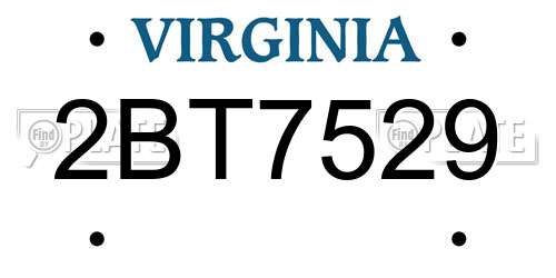 2BT7529 Virginia License Plate