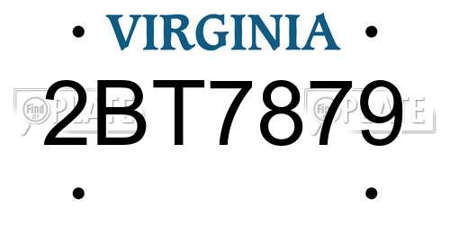 2BT7879 Virginia License Plate