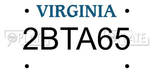 2BTA65 Virginia License Plate