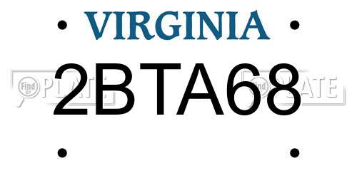 2BTA68 Virginia License Plate