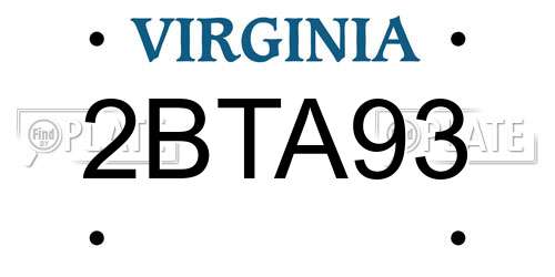 2BTA93 Virginia License Plate