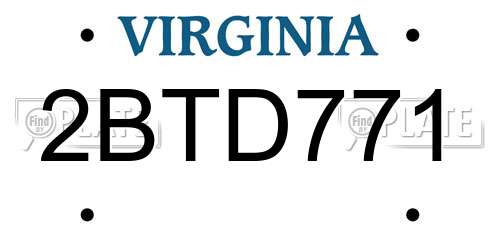 2BTD771 Virginia License Plate
