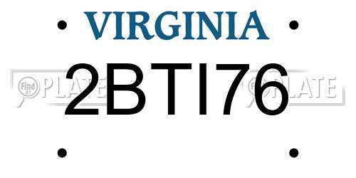 2BTI76 Virginia License Plate