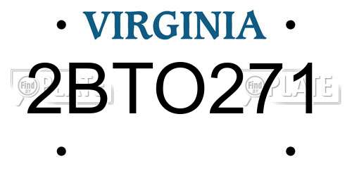 2BTO271 Virginia License Plate