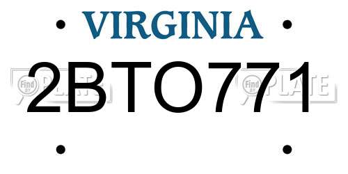 2BTO771 Virginia License Plate