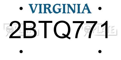 2BTQ771 Virginia License Plate