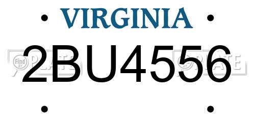 2BU4556 Virginia License Plate