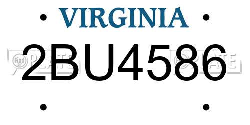 2BU4586 Virginia License Plate