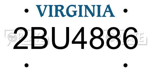 2BU4886 Virginia License Plate
