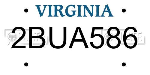 2BUA586 Virginia License Plate